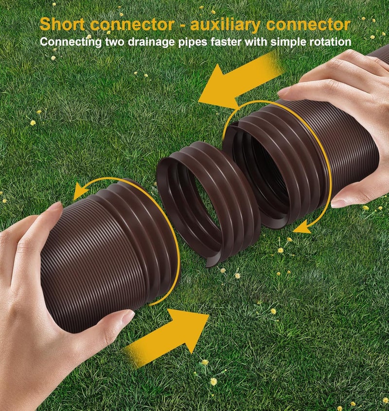 Ogutter Rain Gutter Downspout Extensions, Downspout Extender for Rainwater Drainage Flexible, Extendable 58"+66" Down Spout Drain Extension Pipes (2 Pack, Brown) - Image 4